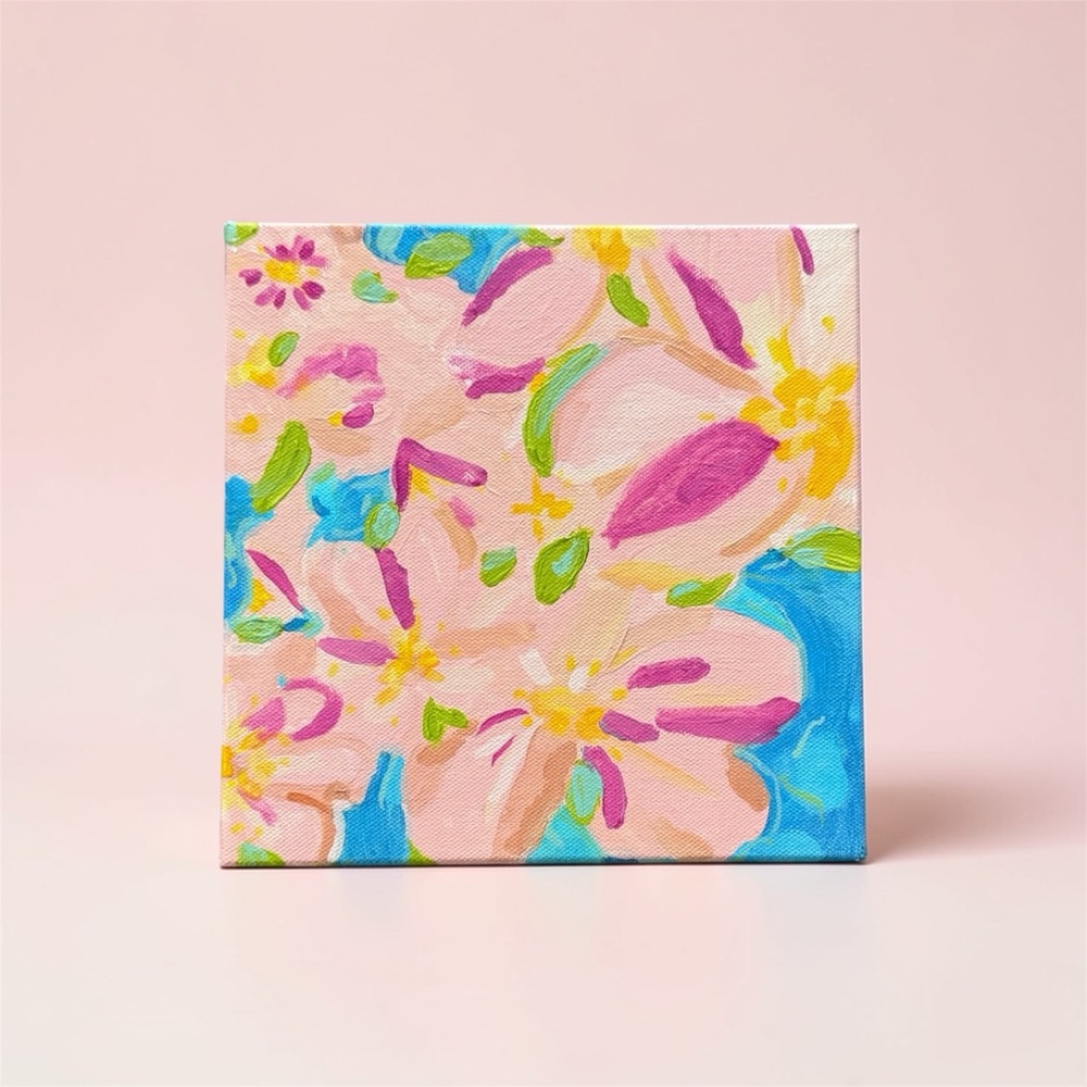 Original Acrylic on Canvas Tropical Flowers Abstract Painting NEW - Picture 5 of 8